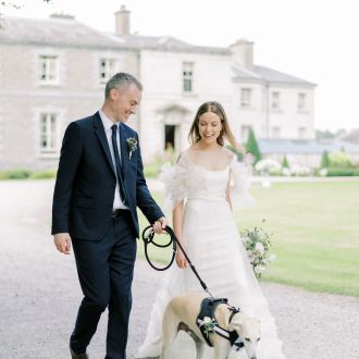 Bride & Groom with dog